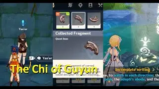 Genshin Impact - World Quest The Chi of Guyun - Incomplete writing Puzzle for 3 Collected Fragments