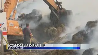 Smoke visible from across state lines after barn fire in rural Noble County