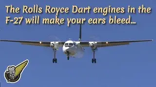 Fokker F-27 Friendship landing with sound of Rolls Royce Dart engines