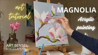 🌸 Acrylic Magnolia Painting Masterclass with Relaxing Piano Music