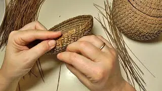 Начало плетения из сосновых иголок. Плетение узлом 