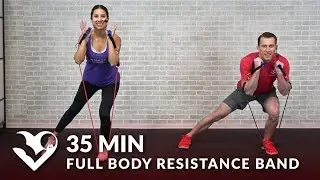 35 Min Full Body Resistance Band Workout for Women & Men - Elastic Exercise Band Workouts Training