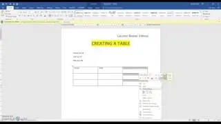 Create Table in MS Word 2016