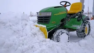 Plowing Deep Snow with a Lawn Tractor