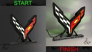 Corvette C8 3D Printed LED Lamp by Shurdle3D - Start to Finish
