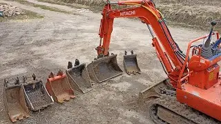 Мини-экскаватор Hitachi ex 8 с различными ковшами