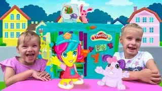 Веселые животные Плэйдо 😜Принцессы лепят животных Play Doh 🐶Зоомагазин из пластилина! КОНКУРС