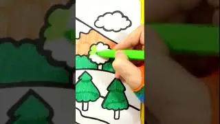 Drawing a landscape with a house 