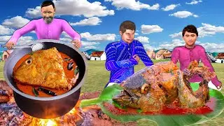Big Fish Head Curry Village Style Cooking Fish Curry Recipe Hindi Kahani Moral Stories Comedy Video