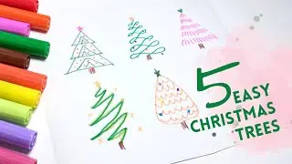 5 easy ways to draw Christmas tree | Easy drawing #simpledrawing #easydrawing #christmasdrawing