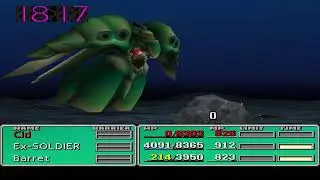Final Fantasy VII - Barret kills Emerald Weapon while petrified