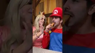 Peach feeds Mario 