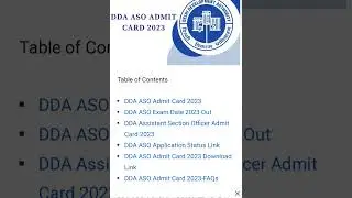 DDA Admit Card 2023 | DDA Application Status | DDA Exam date out | #dda_exam | #dda_aso | #shorts