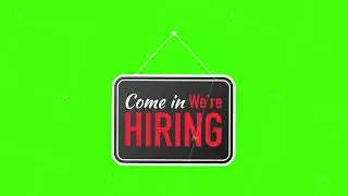 We're Hiring web banner. Megaphone With We are Hiring Speech on green background. Motion graphics.
