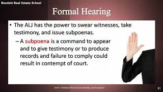 Rowlett Real Estate School - Formal Hearing - Florida Real Estate