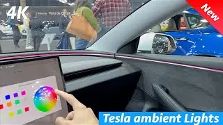 Tesla Model 3 2024 Highland - Ambient lights menu and colors in 4K (No brightness controls?)