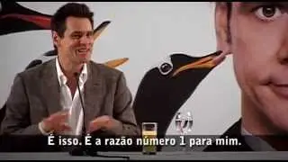 Jim Carrey em coletiva internacional de 'Os pinguins do papai'
