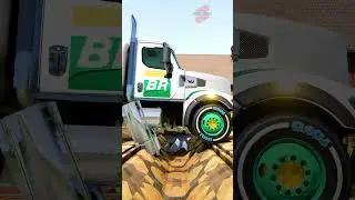 Chained Tanker Trucks vs Gutter #shorts #beamng #beamngdrive #beamngcrashes #trucksvs