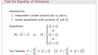 Hypothesis Tests Concerning Variance