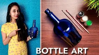 Very Easy Bottle Art | Antiquity Blue Bottle Art | Simple Bottle Art Design Ideas | Bottle Painting