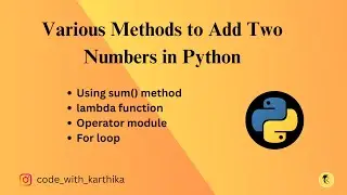 Various Methods to Add Two Numbers in Python