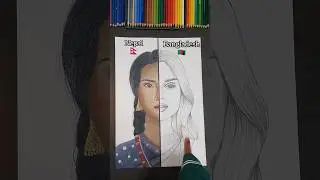 Draw,but in two different Cultures ✨, #bangladesh #shorts #drawing #traditional #style