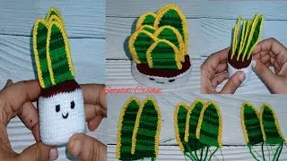 Crochet Mini Snake Plant || Satabdi Crochet || With English Subtitles Available 
