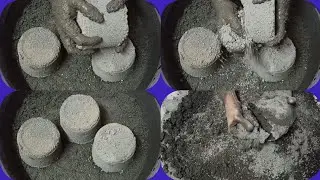Crispy Gritty Sand Cement Dry Crumbling on Paste & Mixing ASMR 