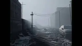 VHS footage of Abandoned frozen city, made with blender (eevee) and after effects