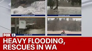 Heavy rainfall causes major flooding, prompts river rescues in Washington state