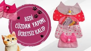 Meoww🐱Çok Kolay Kedi Cüzdan/Kedi Çanta Dikimi! Ücretsiz Kalıp ve Dikimi