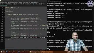 JNP1C7 Print Unicode value of a given character in java | ICSE ISC | Abhinav Bhandawat | Hindi
