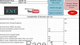 Income tax Calculator AY 2019-20 FY 2018-19