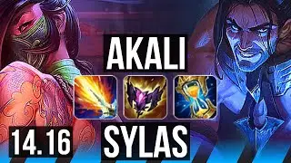AKALI vs SYLAS (MID) | 1300+ games, Godlike | NA Master | 14.16