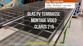 Glas PV Terrasse ohne sichtbare PV Kabel - Modul: Clarus215 Rixin 9mm