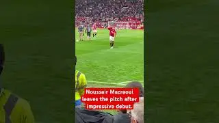 Manchester United debutant Noussair Mazraoui leaves the pitch after an impressive debut