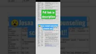 😦😮josaa revised counseling schedule out again!! pdf link in description #josaa #josaa2021 #jee #csab