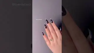 Easy Black Chrome french tip at home for beginners💅🎀🏡✨#shorts #nailart #naildesign #youtubeshorts