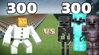 300 Mutant Snow Golems Vs 300 Wither Skeletons |Minecraft|