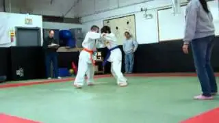 Boys fighting at Tohoku Judo's monthly tournament