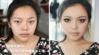 Girl With and Without Makeup