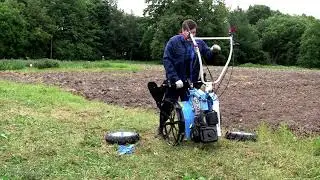 Двухкорпусный окучник ОНД. Нарезание борозд мотоблоком 