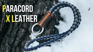 4 Strand Braided Paracord and Leather Keychain Lanyard