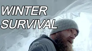 Struggle to Dig Shelter Before the Bitter Cold Night High Mountain Winter Wilderness Survival Camp.