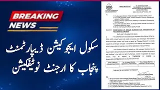 Latest School Education Department Punjab Notification About Dengue Warriors - Home Tutor