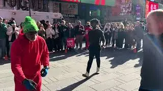 Times Square break dancing