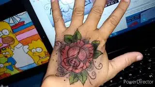 ENSINANDO FAZER TATTOO DE ROSA NA MÃO EM CASA