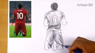 How to draw Realistic face Sadio Mané / pencil sketch easy, 
