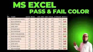 Ms Excel : Student Result Sheet SUM and Pass or Fail