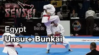 Egypt male team - Kata Unsu + bunkai - Bronze final 21st WKF World Karate Championships Paris 2012